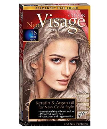 Visage Hair Fashion Permanent Hair Color 16 Dark Pearl Permanent Hair Color Cream with Keratin and Argan Oil