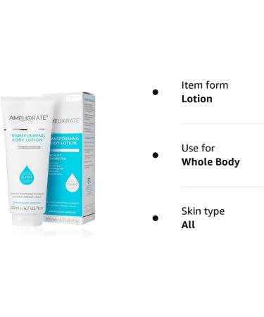 AMELIORATE Transforming Body Lotion Fragrance Free 200ml - Exfoliates and Hydrates for up to 24 Hours - Buy Online on GoSupps.com