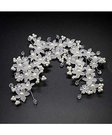 NATHA Handmade Bridesmaid Wedding Head Dress White Beads Hair Flower Headpieces Pearl Bride Hair Pieces Crystal Bridal Head Jewelry - Buy Online on GoSupps.com
