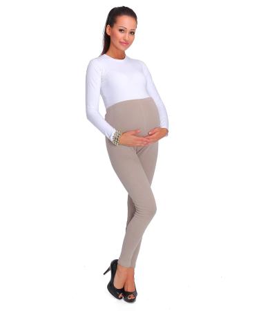 SOFTSAIL Womens Maternity Leggings Thick Cotton Pregnancy Fleece Pants PREG28 14 Beige
