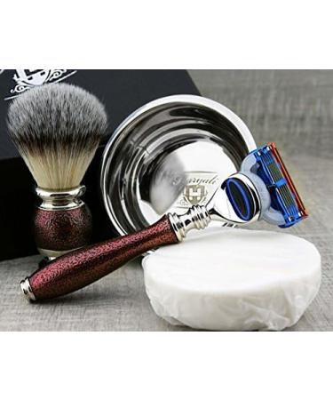 5 Piece Men's Shaving Kit | Synthetic Badger Hair Brush Razor Soap & Bowl - Perfect Grooming Set for Every Man - Buy Online on GoSupps.com