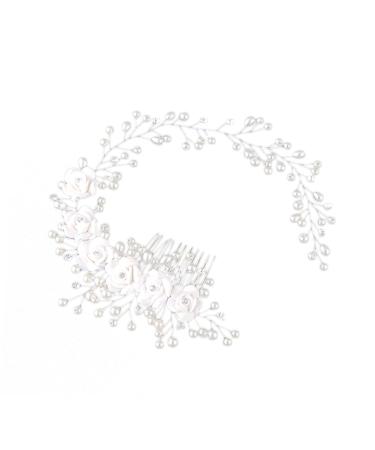 Housoutil Bridal Headdress Bridal Comb Childrens Hair Accessories Flower Hair Combs Wedding Dress Hairpin Hair Accessories Summer Picnic Headwear Tiara White Issue Card Bride Princess