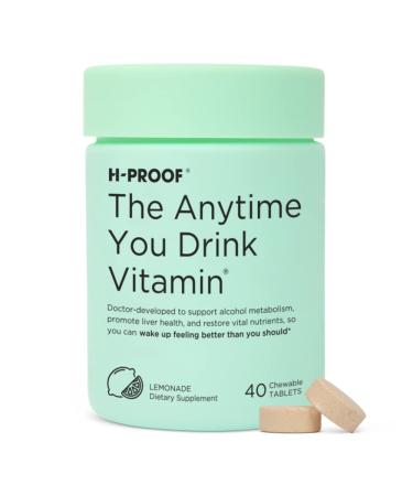 H-PROOF The Anytime You Drink Vitamin for Alcohol Metabolism  Liver Health & Immunity Support with Electrolytes  Antioxidants  Milk Thistle  Vitamins  40 Chewable Tablets (20 Servings)  Lemonade