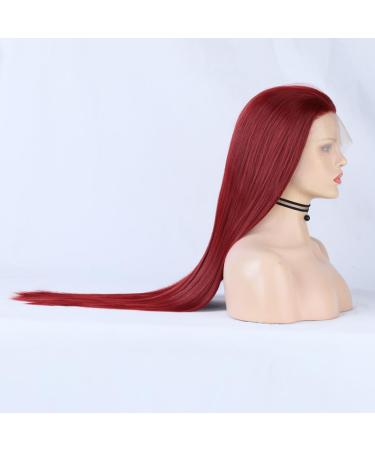 Shop Red Lace Front Wigs | Long Synthetic 150% Density Heat-Resistant 24in Burgundy Lace Wigs - Buy Online on GoSupps.com