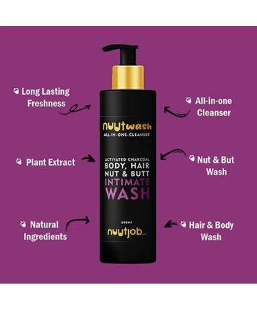 Nuutwash Activated Charcoal Intimate Wash 6.7 Fl Oz | All-in-One Hygiene for Men & Boys | Natural Ingredients & Essential Oils | Ball Deodorant & Body Wash - Buy Online on GoSupps.com