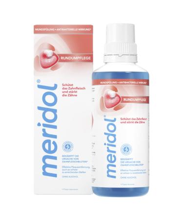 Meridol mouth rinsing circular puree 400ml - antibacterial effect protects gums strengthens the teeth and refreshes the breath without alcohol 400 ml (1 Pack)