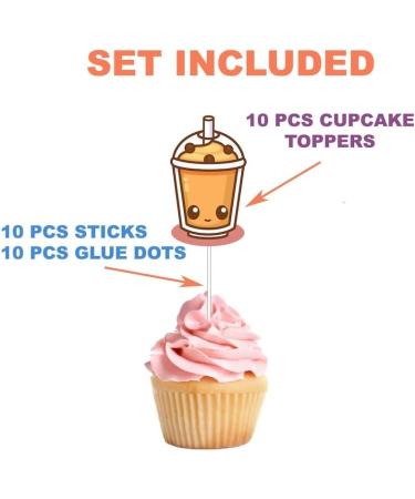 pc Delightful 10-Piece Boba Tea Theme Cuake Toppers - Add a Sip of Fun to Your Treats! - Buy Online on GoSupps.com