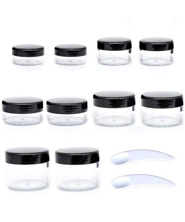 ZEJIA 10pcs Sample Containers with Screw Lids5 Size 35101520 Gram Empty Cosmetic Jars with 12pcs Lables and 2pcs Mini Disposable SpatulaMakeup Sample Containers BPA Free 10pcs-Black