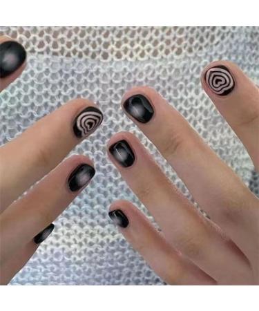 Temperament Enhancement Nail Patch Hand-Made Nail Patch Diablo Short Nail Smudge Spiral Love Nail Product can be Disassembled and reused (10-Piece Package) (Size : XS) X-Small