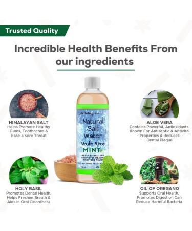 Natural Pink Himalayan Saltwater Mouth Rinse | Organic Mint Flavor I Fluoride Free Freshens Breath | Alcohol & Cruelty Free | Teeth Cleaner Mouthwash & Rinse for Healthy Gums | Non GMO-16 FL Oz Mint 16 Fl Oz (Pack of 1) - Buy Online on GoSupps.com