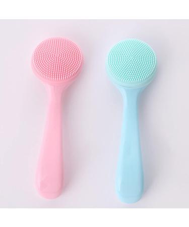 Skin-friendly Facial Cleansing Brush Gentle Exfoliating Blackhead Removing Handheld Facial Cleansing Brush Skin Cleaning Tools for Girl - Pink Blue pink - Buy Online on GoSupps.com