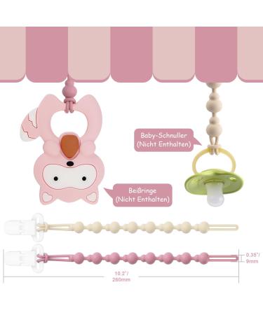 Beboan Silicone Pacifier Chain for Girls - 2 BPA-Free Baby Pacifier Chains with Lock & Bite Toys - Purple Beige Baby Party Set - Buy Online on GoSupps.com
