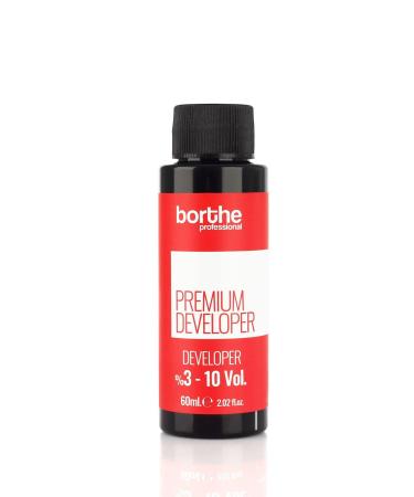Borthe Mini Professional Creme Hair Developer Activator Peroxide for Hair Colouring Long Lasting Colour and Grey Coverage 60ml 3% 10 Volume