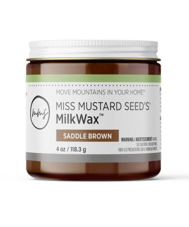 Miss Mustard Seed's MilkWax - Wax for Furniture Wood Cabinets and Walls Premium Quality Low Odor (Saddle Brown 4 oz) Saddle Brown 4 Ounce