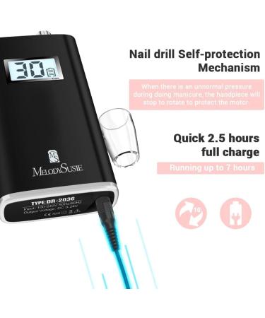 MELODYSUSIE Scamander Electric Nail Drill Kit - 30000RPM Rechargeable E File Set for Professional Manicure and Pedicure - Acrylic Nails UK - B-Black - Buy Online on GoSupps.com