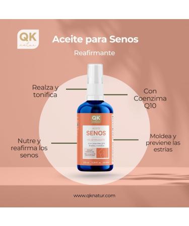  QKnatur Firming breast oil (100 ml). Lifts and tones the breasts. Oil for the d colletage and chest with Coenzyme Q10. Blend of rosehip avocado and jojoba oils. - Buy Online on GoSupps.com