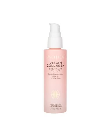 Pacifica Beauty Vegan Collagen SPF 30 Broad Spectrum Sunscreen Every Day Face Lotion, UVA/UVB Protection for All Skin Types, Lightweight Formula, Moisturizing + Hydrating, Cruelty Free, White, 2 Fl Oz Vegan Collagen SPF 30