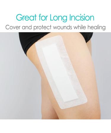 10 Pcs Extra Long Adhesive Island Dressing - 4x14 Inch Bordered Gauze Pads for Post Surgery Recovery - Breathable Non-Woven Bandages for Knee Hip & Back Incisions - Buy Online on GoSupps.com