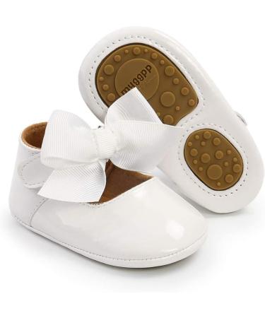 Infant Baby Girls Bowknot Mary Jane Soft Anti-Slip Princess Flats - White - Buy Online on GoSupps.com