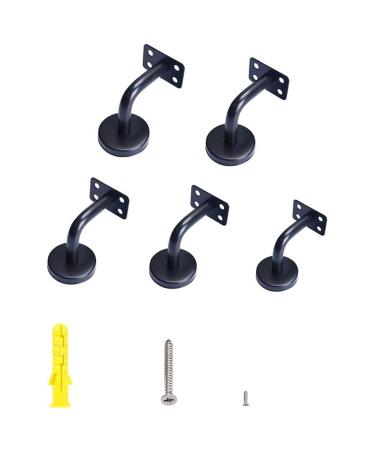 Sturdy Handrail Bracket Solid Banister Rail Bracket Stair Handrail - 5PCS - Flat Joint 60X60mm Transitional (Color : Black)