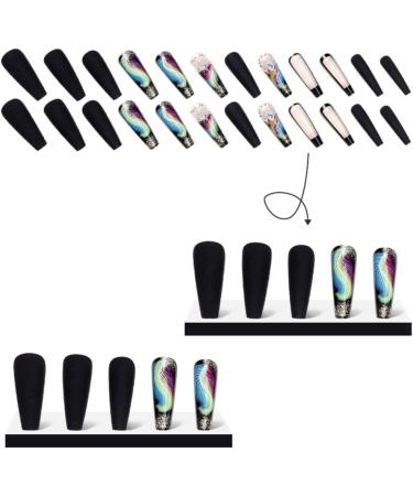 qazaa 24 Pcs Colorful Feathers False Nails Long Coffin Nail Tip Detachable Press on Nails DIY Manicure Glitter Nails - Buy Online on GoSupps.com