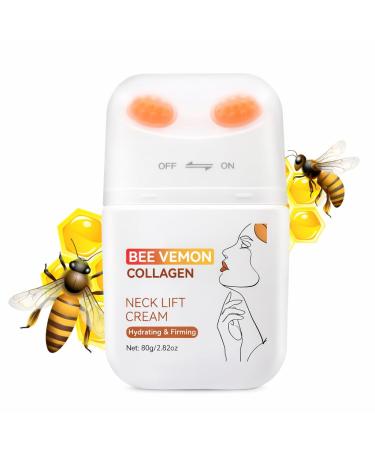 Bee Venom Collagen Neck Lift Cream with Roller Firming Anti-Aging Moisturizer for Neck & D collet Deep Hydration Sensitive Skin Safe 2.82 oz