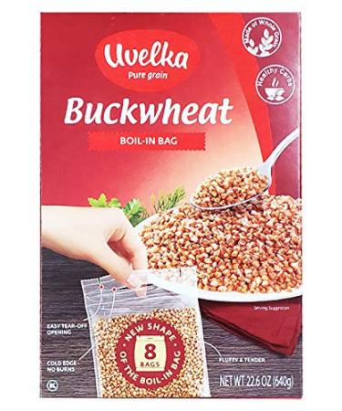 Uvelka Buckwheat Boil In Bag, 8 Bags x 80 Gram, (Net weight 22.6 Ounce / 640 Gram) Kasha. Imported from Russia