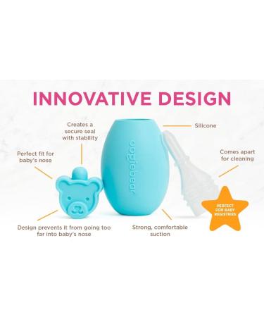 oogiebear Bear Pair - Safe Baby Booger Cleaner & Nose Sucker Duo | Bulb Aspirator & 2-in-1 Wax Cleaner | Latex & BPA Free - Blue - Buy Online on GoSupps.com