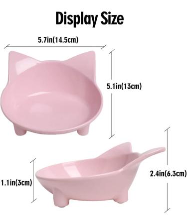 Non Slip Cat Bowl for Stress Relief - Shallow Cat Food and Water Dish - Safe Food-Grade Material - Pink+White - Buy Online on GoSupps.com