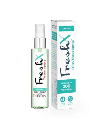 FreshX Toilet Paper Spray | Tissue Spritz Turns Toilet Paper Into 200 Moist Wipes | Flushable Wet Wipe Alternative (Aloe & Cucumber) Aloe Vera