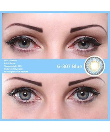 Buy Matlens EOS Blue Colored Contact Lenses - Prescription-Free Big Eyes G-307 | 2 Lenses + Case & Care Product - Buy Online on GoSupps.com