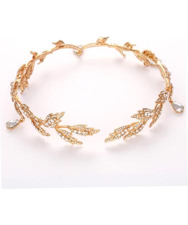 Wedding Headband Rhinestone Leaf Headband Golden Wedding Head Chain with Teardrop Crystal Leaf Hair Vine - Buy Online on GoSupps.com