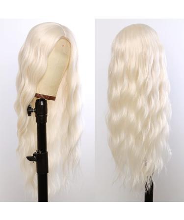 GIANNAY Platinum Blonde Curly Wig - Long Synthetic Lace Front Wig for Women, Heat Resistant Cosplay Fairy Wig - Buy Online on GoSupps.com