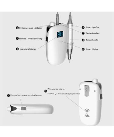 Electric Nail Files Manicure Pedicure Grinding Nail Drill 35000 RPM Rechargeable Nail Remover for Acrylic Nail Gel Nails Nail Buffer Manicure Pedicure Polishing Tools White - Buy Online on GoSupps.com
