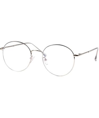 ROSA&ROSE Blue Light Filter Glasses Computer Gaming Glasses Anti Fatigue Reading Glasses for Men Women UV Protection (Silver)