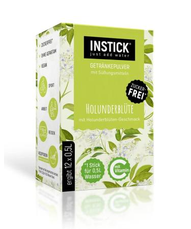 Intick |Sugar -free instant drink - elderflower |1 pack for 12 x 0.5-1 l |Vegan low in calories with vitamin C flavored instant beverage powder taste for water