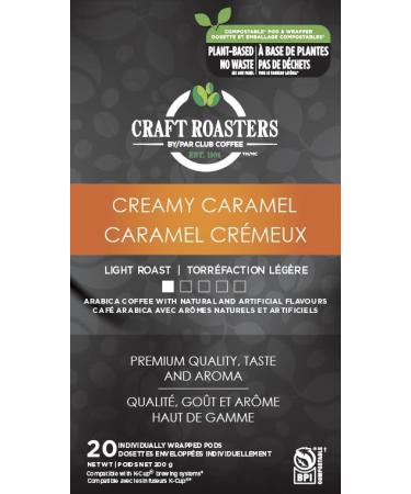 Club Coffee Craft Roasters Creamy Caramel - Flavoured Light Roast Single Serve Coffee K-Cup Pods Compostable Coffee Pods Keurig Brewer Compatible Rainforest Alliance Certified 120 Count (20 Count Pack of 6) Creamy Caramel - Flavoured Light Roast 120 count - Buy Online on GoSupps.com