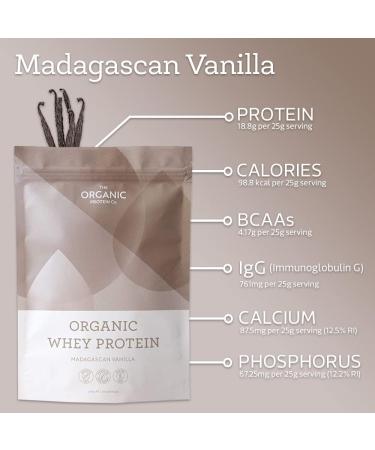 The Organic Protein Co. Madagascan Vanilla Organic Whey Protein Powder 1.2kg - Gluten & Soya Free with BCAA | Ideal for Shakes & Snacks - Buy Online on GoSupps.com