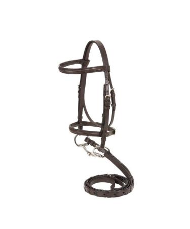 Tough-1 Mini Raised Snaffle Bridle with Reins Brown