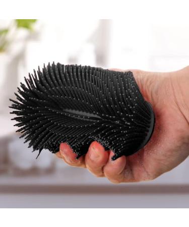 Silicone Body Scrubber for Shower - Exfoliating Bath Scrubber for Men and Women - Skin Exfoliator Brush - Black - Buy Online on GoSupps.com