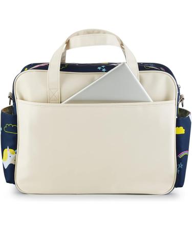 Kamay's Waterproof Mummy Diaper Bag | Chic Nappy Changing Tote | Dark Blue Unicorn Rainbow Design - Buy Online on GoSupps.com