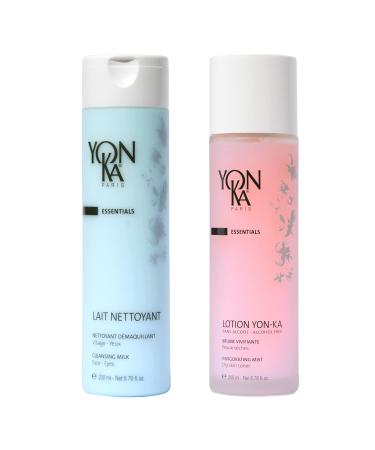 Yon-Ka Lait Nettoyant Cleanser and Lotion PS Toner Set, Gentle Milk Cleanser & Makeup Remover, Toner for Dry or Sensitive Skin Duo