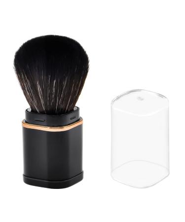 Travel Size Retractable Kabuki Brush - Mini Travel Face Makeup Brush with Cover, Portable Power Blush Brush, Minerals Makeup Flawless Powder Cosmetics Perfect for On The Go Black