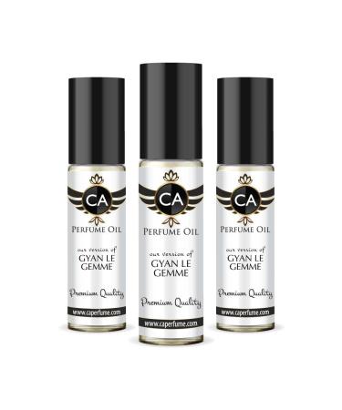 CA Perfume Impression of Gyan Le Gemme For Men Replica Fragrance Body Oil Dupes Alcohol-Free Essential Aromatherapy Sample Travel Size Concentrated Long Lasting Attar Roll-On 0.3 Fl Oz-X3