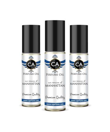 CA Perfume Impression of Bold Numbers Manhattan For Women & Men Replica Fragrance Body Oil Dupes Alcohol-Free Roll-On 0.3 Fl Oz-X3