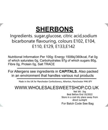 Ellies Jellies Sherbons 1kg Bag Boiled Sweet Sherbet Center Individually Wrapped - Buy Online on GoSupps.com