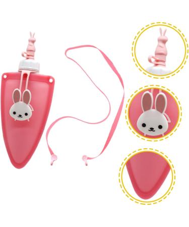 Adjustable Easter Kawaii Cute Silicone Straw Drink Bottle - Pink | Reusable Kids Shoulder Cup for Travel & Sports - Buy Online on GoSupps.com