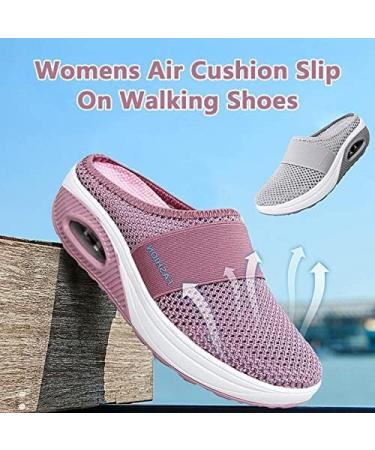 Women's Orthopedic Diabetic Slip-On Walking Shoes - Air Cushion Mesh Breathable with Arch Support, Comfort Wedge Slippers (Black 10) - Buy Online on GoSupps.com