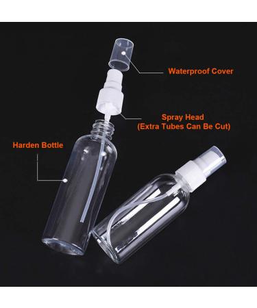 Mini Travel Spray Bottles Set - 2 oz Refillable Clear Plastic Fine Fog Containers with Funnel & Label for Makeup Essential Oils & Perfume - Buy Online on GoSupps.com