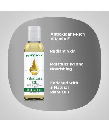 Piping Rock Vitamin E Oil | 5000 IU | 4 fl oz | for Skin Face Hair & Nails | Nourishing Supplement - Buy Online on GoSupps.com
